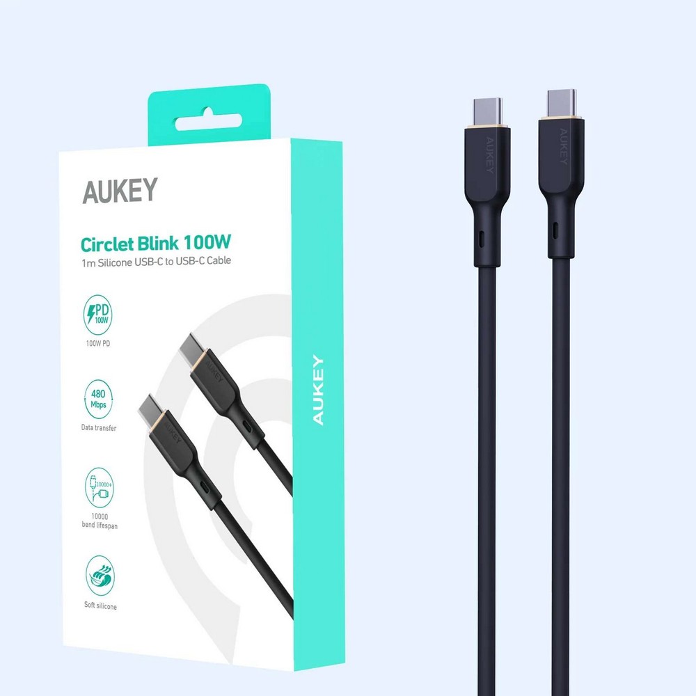 Aukey Circlet Blink 240W Silicone USB-C to USB-C Cable 1.8m - CB-SCC242