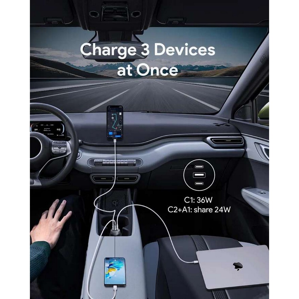 Aukey Pathfinder Mix 3 66W Fast Charging Car Charger -  CC-P1