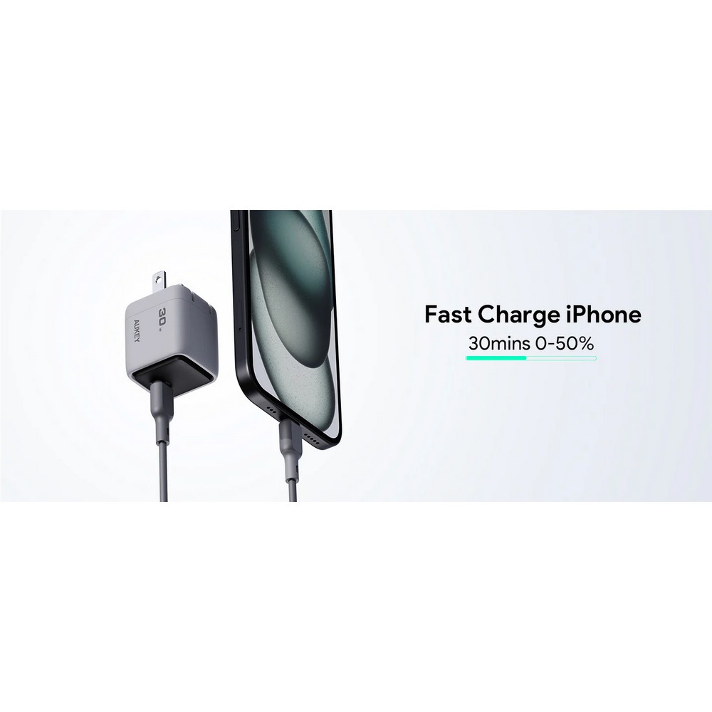 Aukey 30W PD Wall Charger with GaN Technology - PA-C1 - Grey