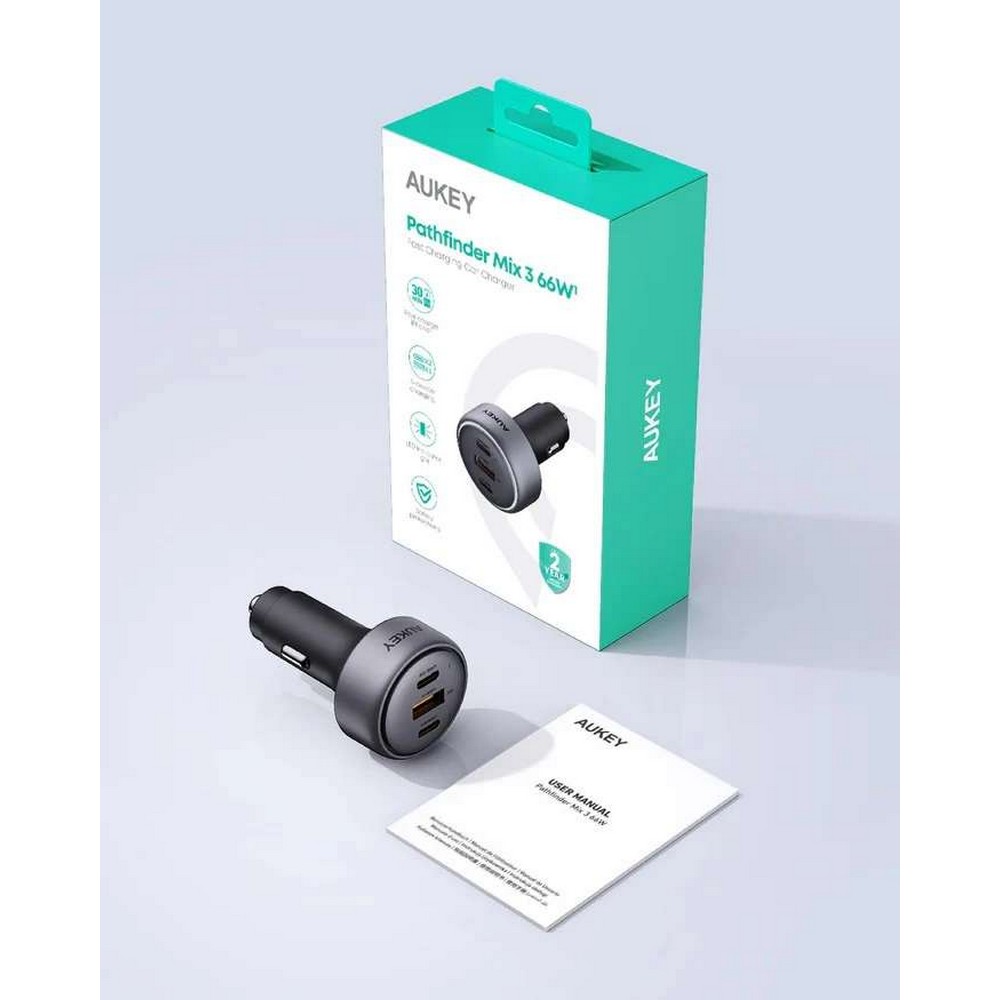 Aukey Pathfinder Mix 3 66W Fast Charging Car Charger -  CC-P1