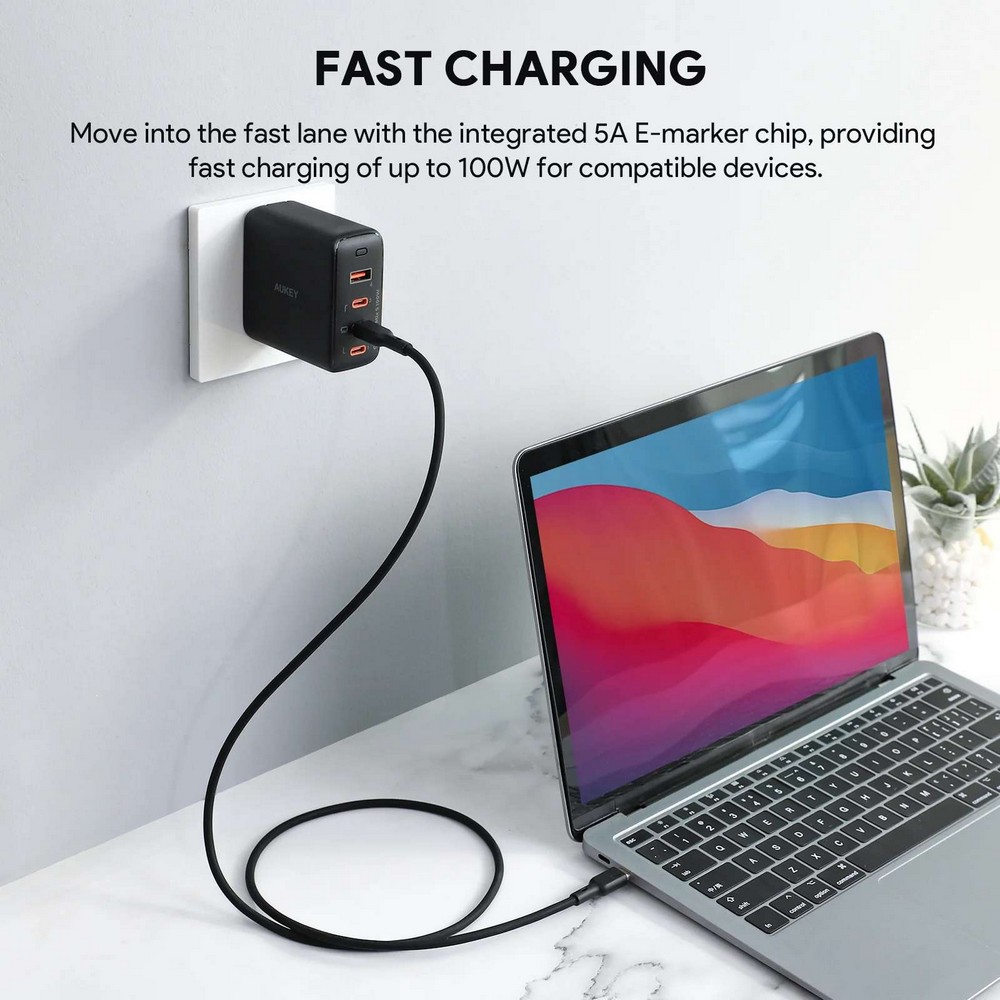 Aukey Circlet Blink 240W Silicone USB-C to USB-C Cable 1.8m - CB-SCC242