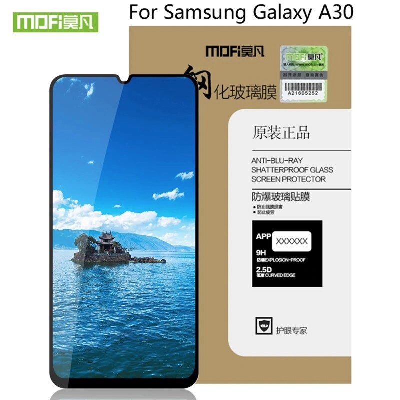MOFI Samsung Galaxy A30s  2.5D 9H Full Screen Protector Tempered Glass Anti BlueRay BLACK