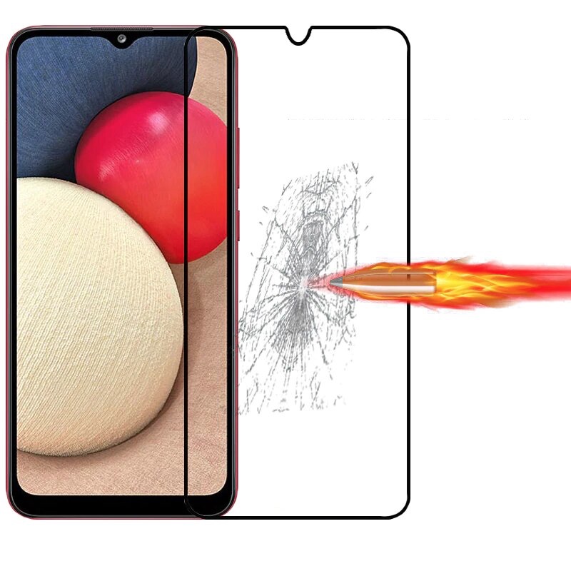 MOFI Premium Tempered Glass for Samsung A02 Full Coverage Screen Protector 2.5D 9H - BLACK