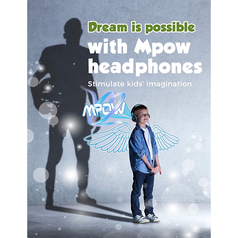 Mpow Che1 Kids Wired Headphones for Kids Teens Children with Volume Limit, Foldable Adjustable On-Ear Headphones for School, Travel, Compatible with Cellphones, Tablets, PC