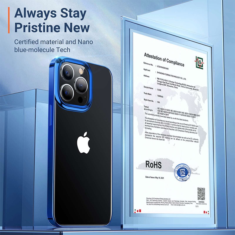 Torras Crystal Clear Series Phone Case for iPhone 13 Pro Max - Blue - X001EEO7A3-2