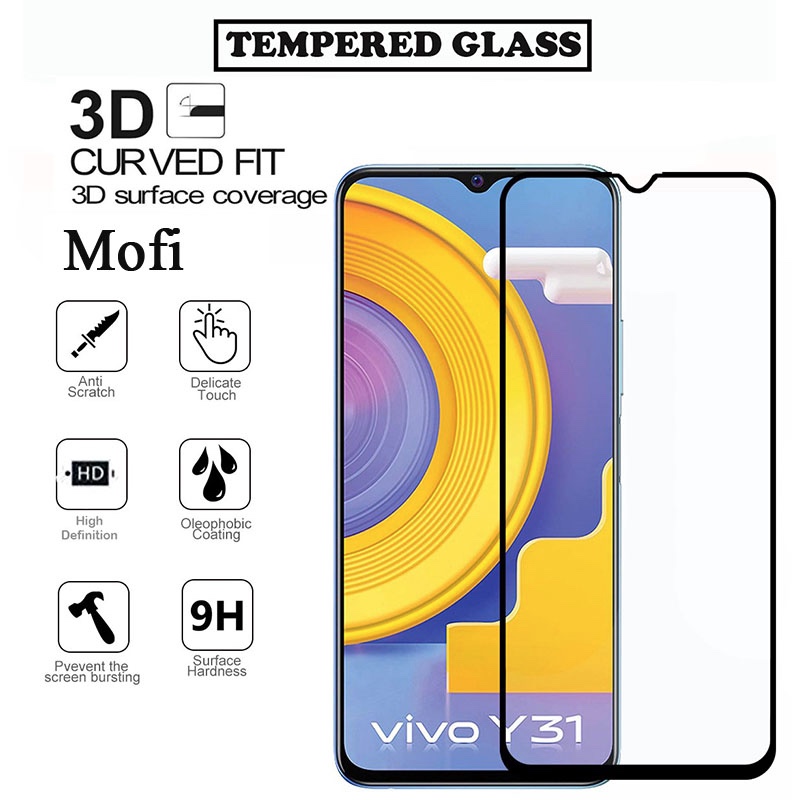 MOFI Vivo Y31 2.5D 9H Full Screen Protector Tempered Glass Anti BlueRay BLACK