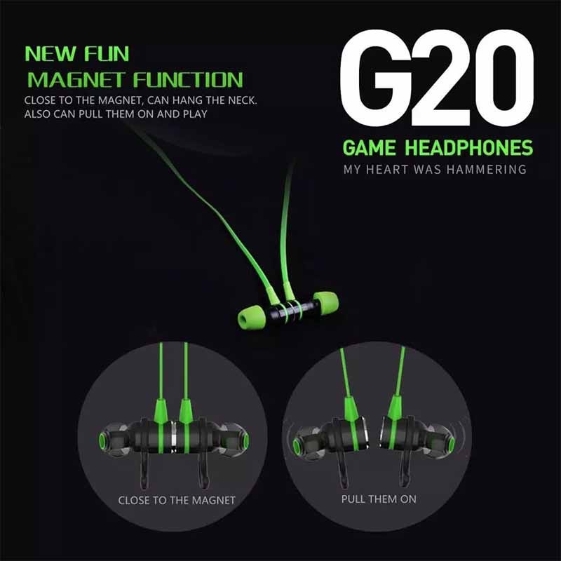 Plextone G20 Magnet Gaming Headset Earphones with Hammering Bass + Noise Isolation 3.5mm for Mobiles/PC