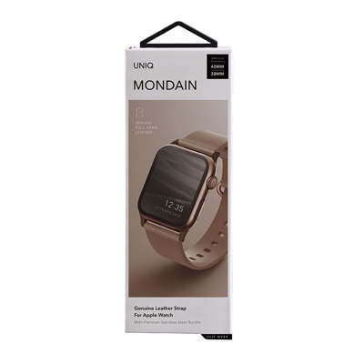UNIQ MONDAIN For Apple Watch Series 1-8 SE/SE2  Genuine Leather Strap (40/41/38MM) - Coral (Pink)