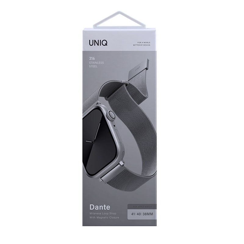 UNIQ DANTE Apple Watch Series 1-10, SE/SE2  Mesh Steel Strap 41/40/42 MM - Sterling (Silver)