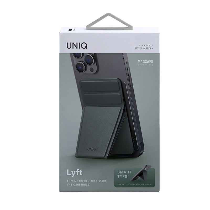 UNIQ LYFT Magnetic Snap - On Stand And Card Holder for Phone - Pine Green