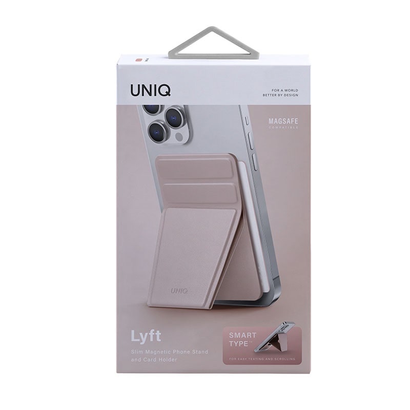 UNIQ LYFT Magnetic Snap – On Stand And Card Holder for Phone - Blush Pink