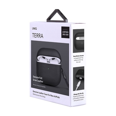UNIQ TERRA Genuine Leather Airpods 3rd Gen Case - Dallas (Black)