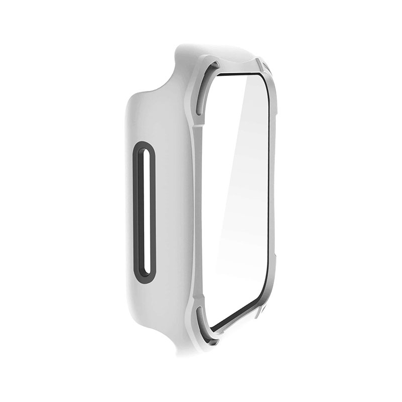 UNIQ TORRES Watch Case with Tempered Glass Screen Protector for Apple Watch Series 1-6 & SE (44MM) - Dove (White)