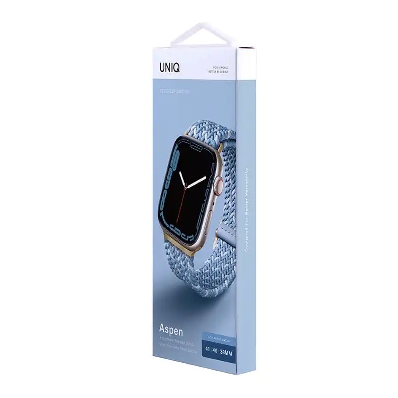 UNIQ Aspen Designer Edition Braided Apple Watch Strap for Series 1-10 SE/SE2  41/40/42mm - Cerulean Blue