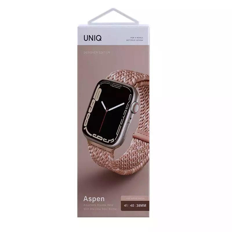 UNIQ Aspen Designer Edition Braided Apple Watch Strap for Series 1-10 SE/SE2  41/40/42mm - Citrus Pink