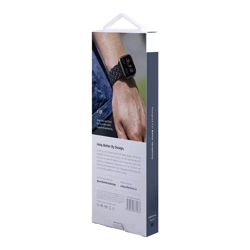 UNIQ Aspen Designer Edition Braided Apple Watch Strap for Series 1-10 SE/SE2  45/44/46mm - Obsidian Blue