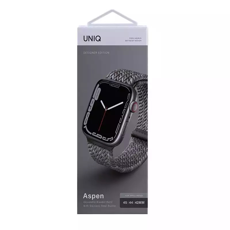 UNIQ Aspen Designer Edition Braided Apple Watch Strap for Series 1-10 SE/SE2  45/44/46mm - Pebble Grey