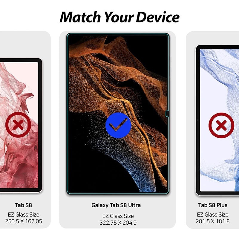 Whitestone [EZ] Samsung Galaxy Tab S8 Ultra Tempered Glass Screen Protector with Installation Jig
