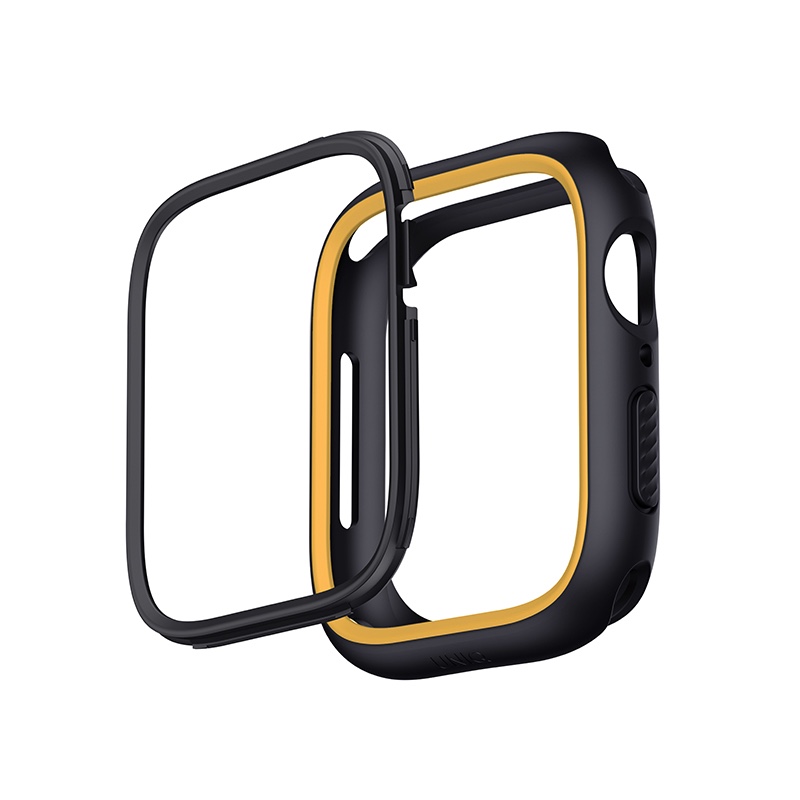 UNIQ MODUO Tough Modular Case for Apple Watch Series 4/5/6/7/8/9 SE/SE2 45/44MM - Midnight (Black/Mustard)