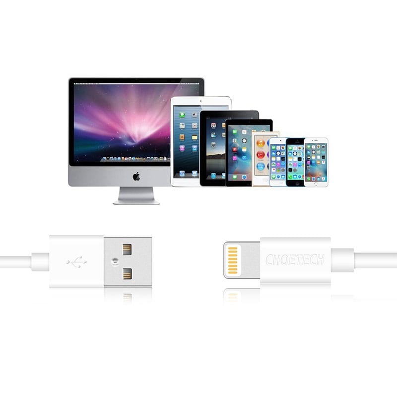 Choetech USB to Lightning Cable Apple Mfi Certified (1.2m/4ft) - White (IP0026)