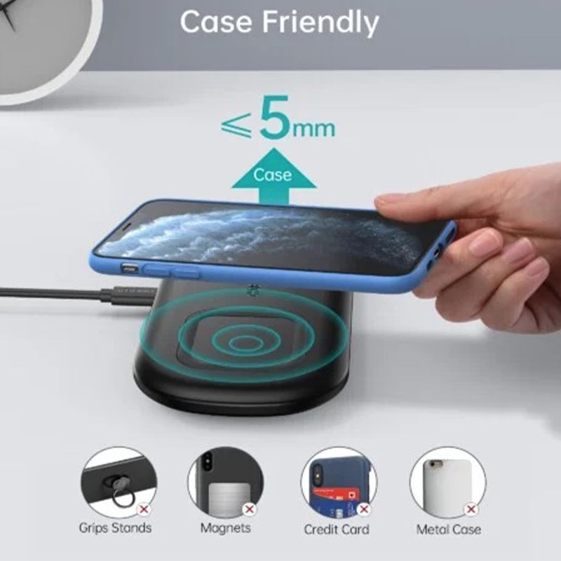 CHOETECH 2 In 1 Wireless Charger, 10W Max Wireless Charging Pad For Phones and Galaxy Watch  (T570-S)
