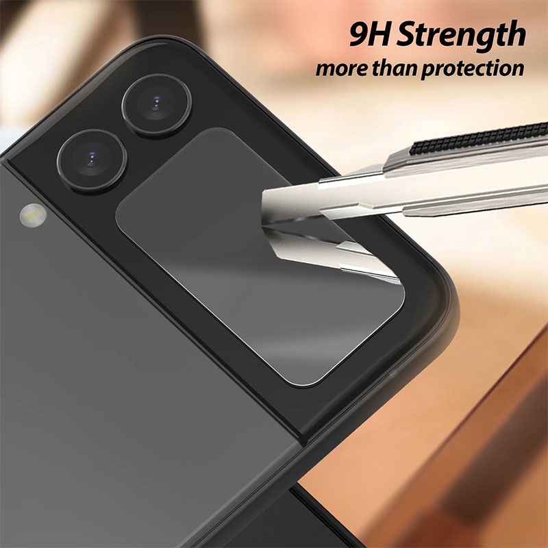 Whitestone Dome [EZ] For Galaxy Z Flip 4, outer display mirror type tempered glass screen protector with Hinge Cover Film [Easy Install] - Pack of 2