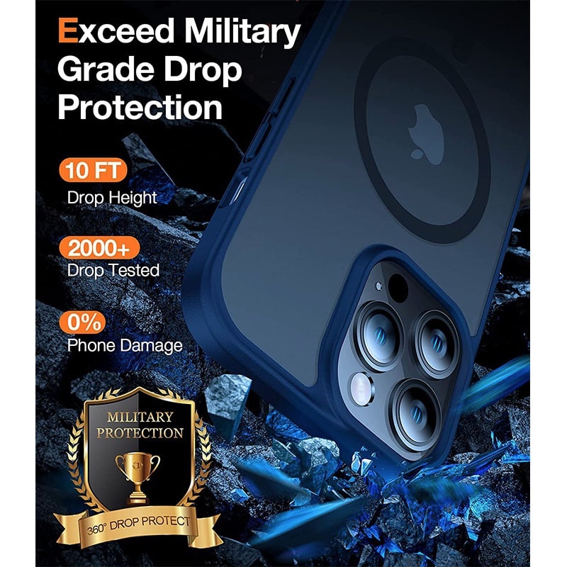 Torras Magnetic Guardian Series Phone Case for iPhone 14 Pro Max 6.7 Inch - Navy Blue