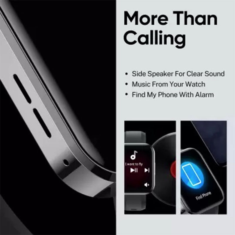 DIZO by realme Techlife Watch D Talk Smart Calling Watch with Big 1.8 Inch Screen - Black