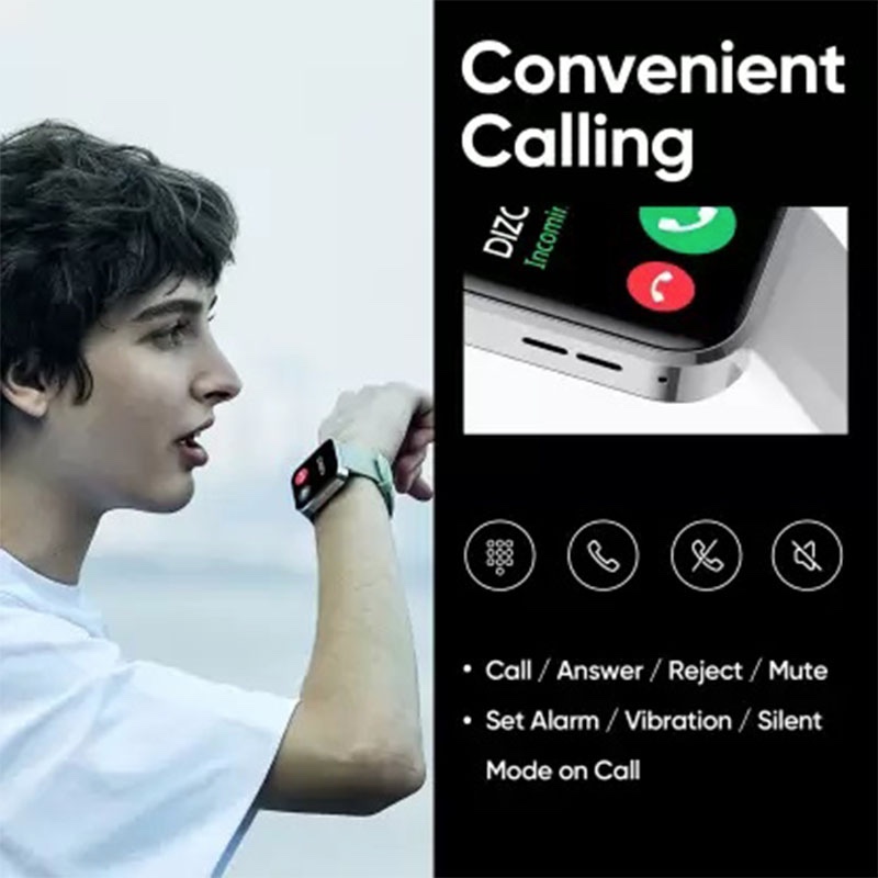 DIZO by realme Techlife Watch D Talk Smart Calling Watch with Big 1.8 Inch Screen – Grey