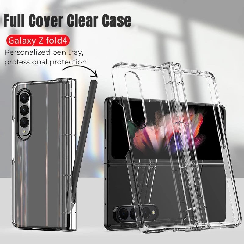 Samsung Galaxy Fold 4 Full Protective Transparent Case with Pen Tray