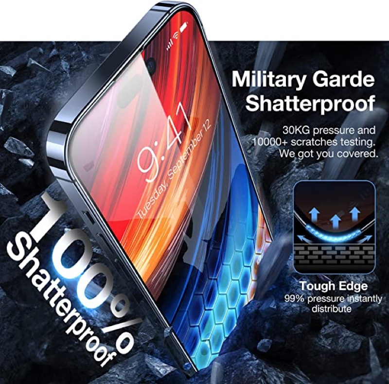 Torras Decency Series Phone Case with [2-Pack] Clear Tempered Glass Protector for iPhone 14 Pro - Deep Purple - X001LII1DI