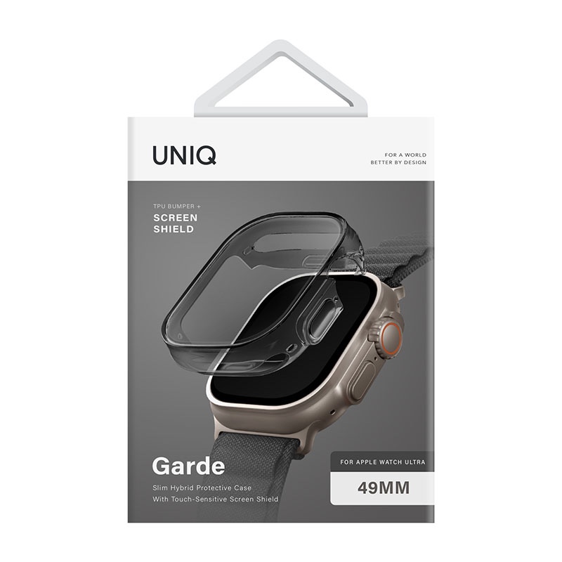 UNIQ Garde Hybrid Watch Ultra Case with Screen Protection  49mm – Smoked (Tinted Grey)