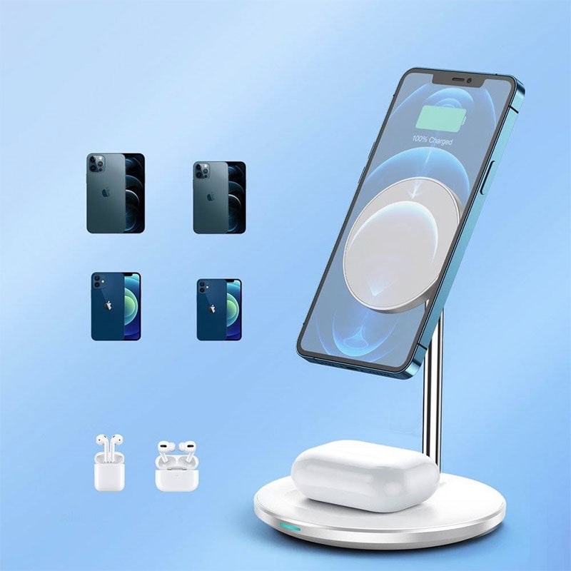 Choetech Qi MagSafe 15W 2 in 1 Magnetic Wireless Charger Stand for iPhone & AirPods – T581-F