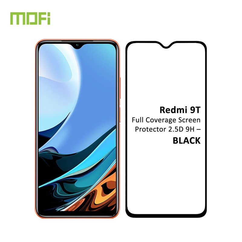 MOFI Premium Tempered Glass for Redmi 9t Full Coverage Screen Protector 2.5D 9H – BLACK