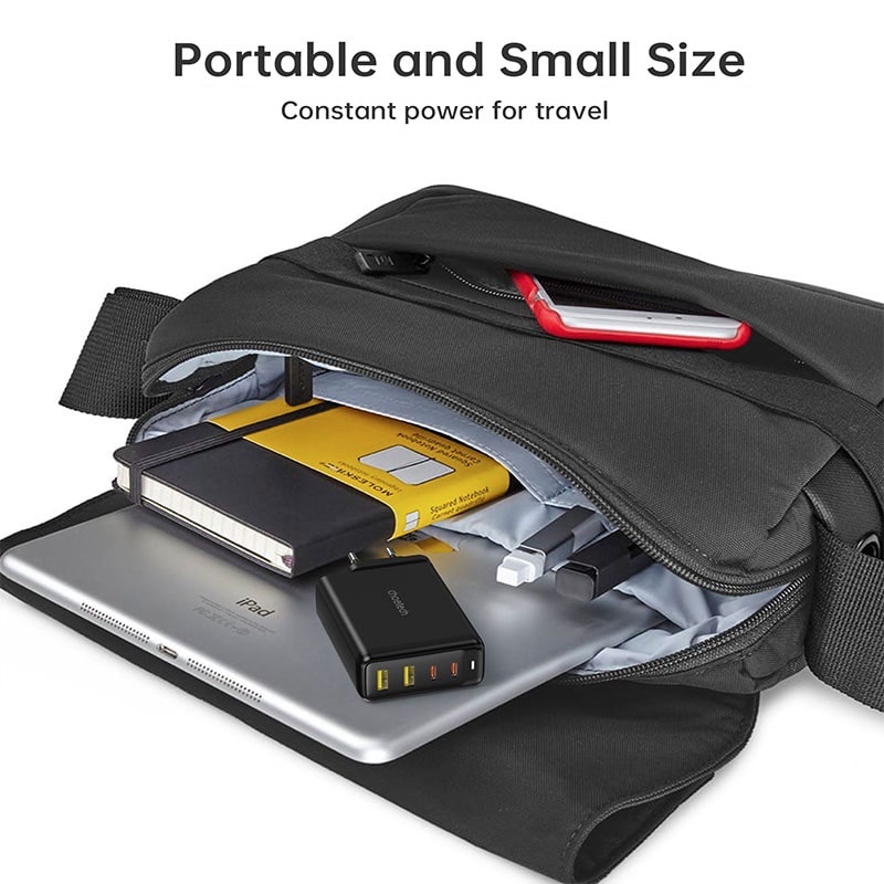 CHOETECH 140W 4-Port Quick Charging GaN Wall Charger 2x USB-C, 2x USB-A - Black - PD6005