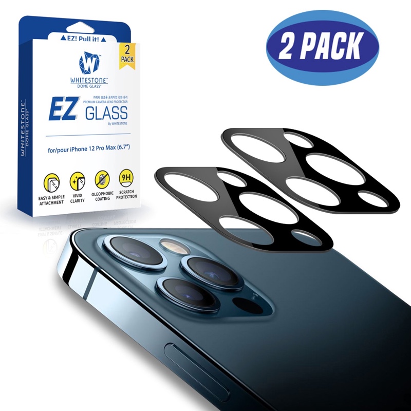 Whitestone [Dome Glass] EZ iPhone 12 Pro Max Camera Screen Protector - 2 Pack