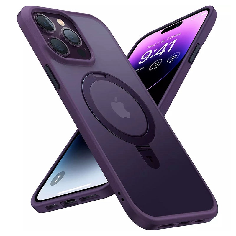 Torras UPRO Ostand Matte Series Phone Case for iPhone 14 Pro Max - Dark Purple