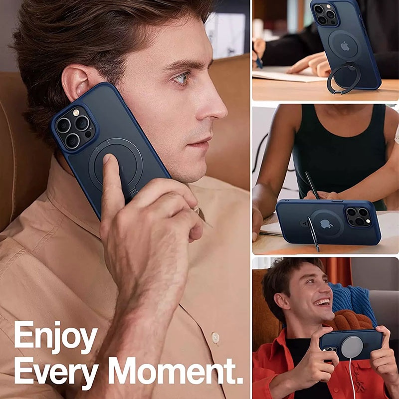 Torras UPRO Ostand Matte Series Phone Case for iPhone 13 Pro – Dark Blue