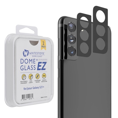 Whitestone [Dome Glass] EZ Galaxy S21 Plus Camera Screen Tempered Glass Protector - 2 Pack