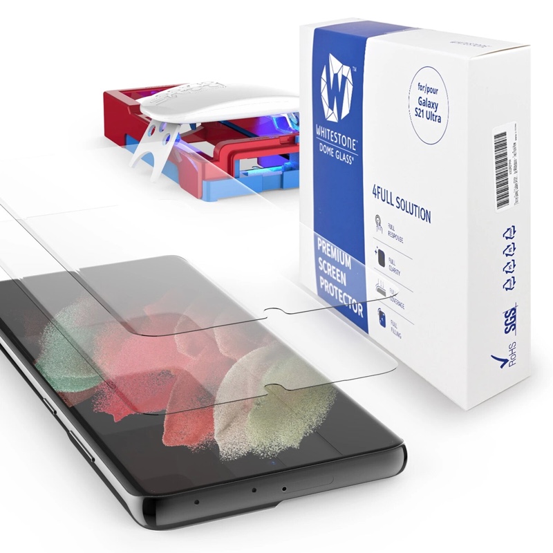 Galaxy S21 Ultra Whitestone Dome Glass Tempered Glass Screen Protector [E-Jig] Pack of 2