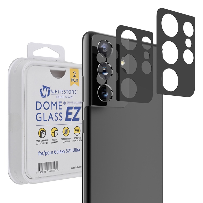 Whitestone [Dome Glass] EZ S21 Ultra Camera Screen Tempered Glass Protector - 2 Pack