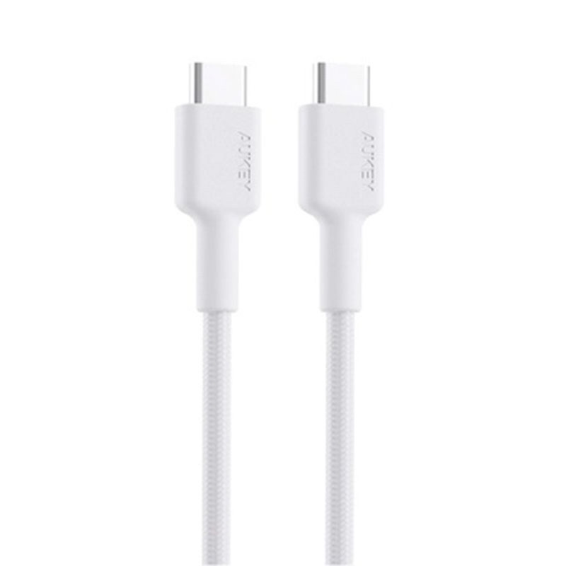 Aukey Impluse Braided CC Nylon Braided USB C To C Cable, 0.9m - White - (CB-CD45)