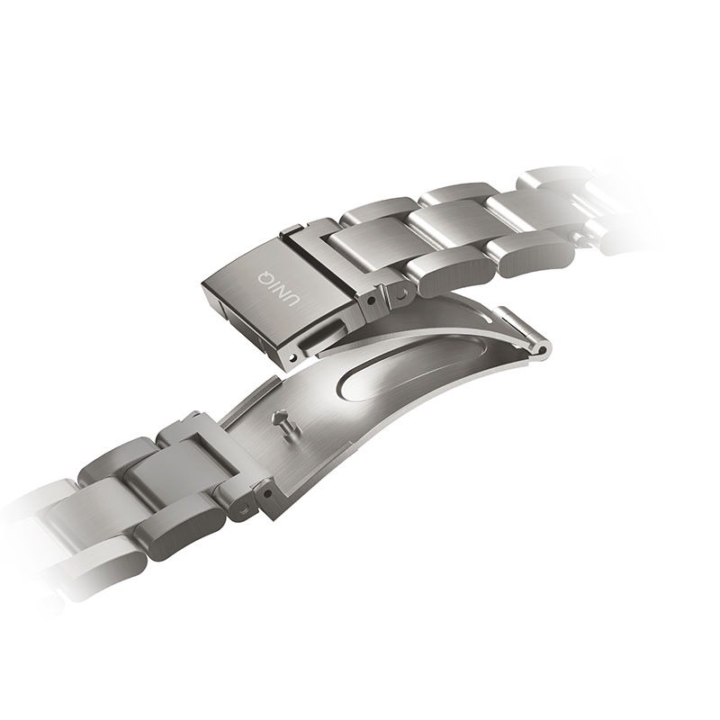 Uniq Osta Apple Watch Ultra Steel Link Strap with self-adjustable links fits up to Series 1-10, Ultra/2 & SE/2 49/45/44/46mm - Titanium Silver