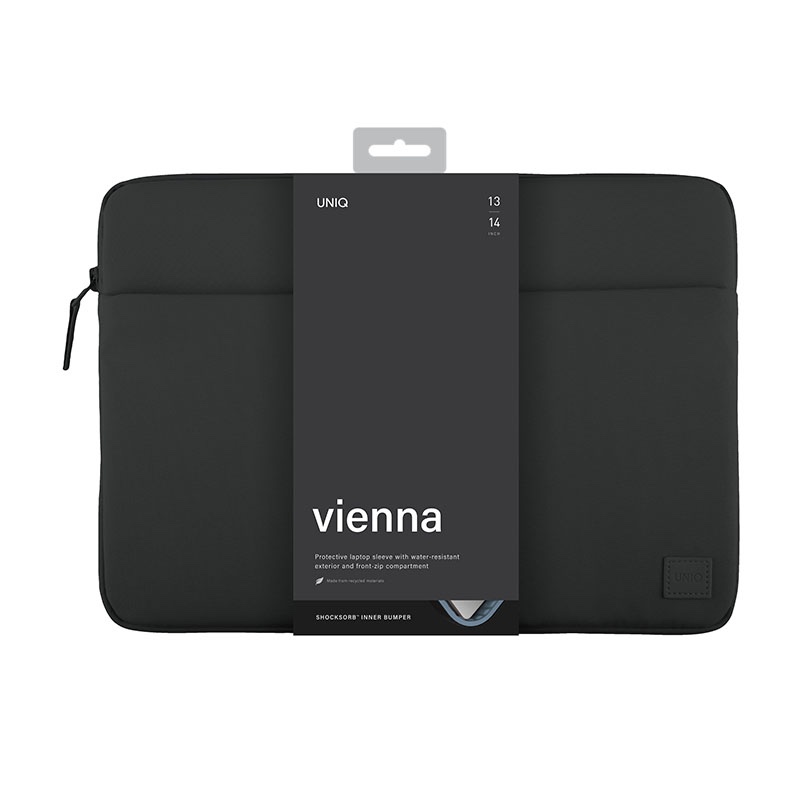 Uniq Vienna Fabric Protective Laptop  Sleeve (Fits upto 14” Devices) - Midnight Black
