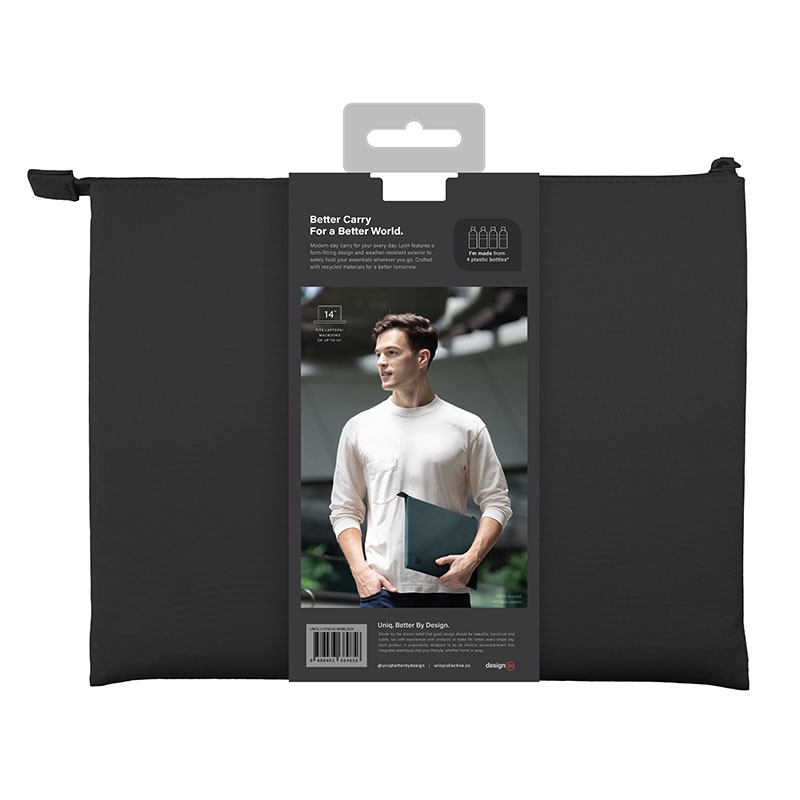 Uniq Lyon Snug-Fit Protective Sleeve for Laptops & iPads (Fits upto 16”) – Midnight Black