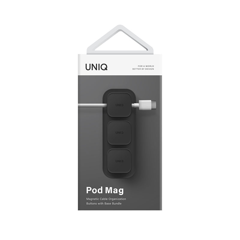UNIQ Pod Magnetic Cable Organizer and Base - Charcoal (Dark Grey)