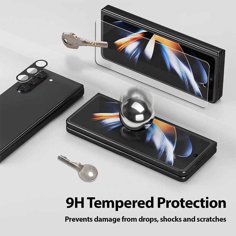 Whitestone Dome [All in One] for Samsung Galaxy Z Fold 5 Front EA Tempered Glass Screen Protector (with EPU Film, Camera Protector, Easy Install Kit) 2+2+2 Pack