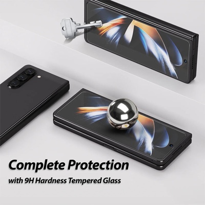 Whitestone Dome [Clear EA] for Samsung Galaxy Z Fold 5 Screen Protector with Full Coverage Glass Shield (With Easy Install Kit) - Pack of 2
