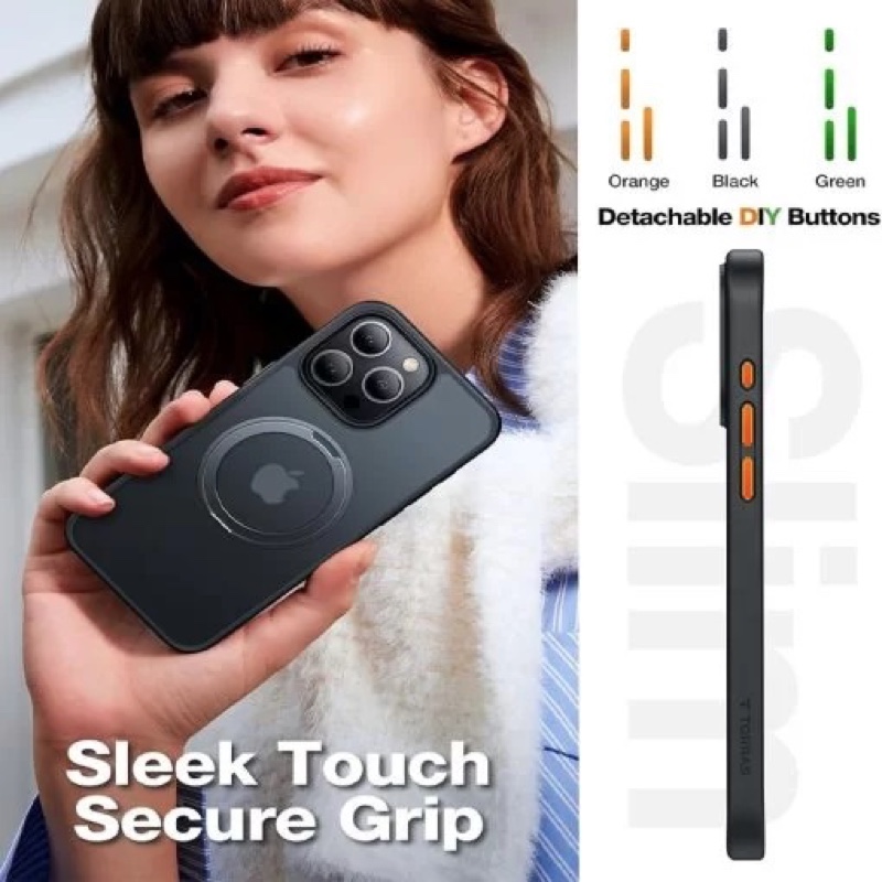 Torras UPRO Ostand Pro Series Magsafe Compatible Phone Case for iPhone 15 Pro Max – Black