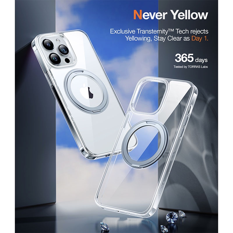 Torras UPRO Ostand Pro Series Magsafe Compatible Phone Case for iPhone 15 Pro 6.1? – Clear
